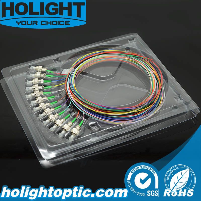 0.9mm/2.0mm LSZH Sm Sx 12 Core Om1 LC/APC Fiber Optic Pigtail
