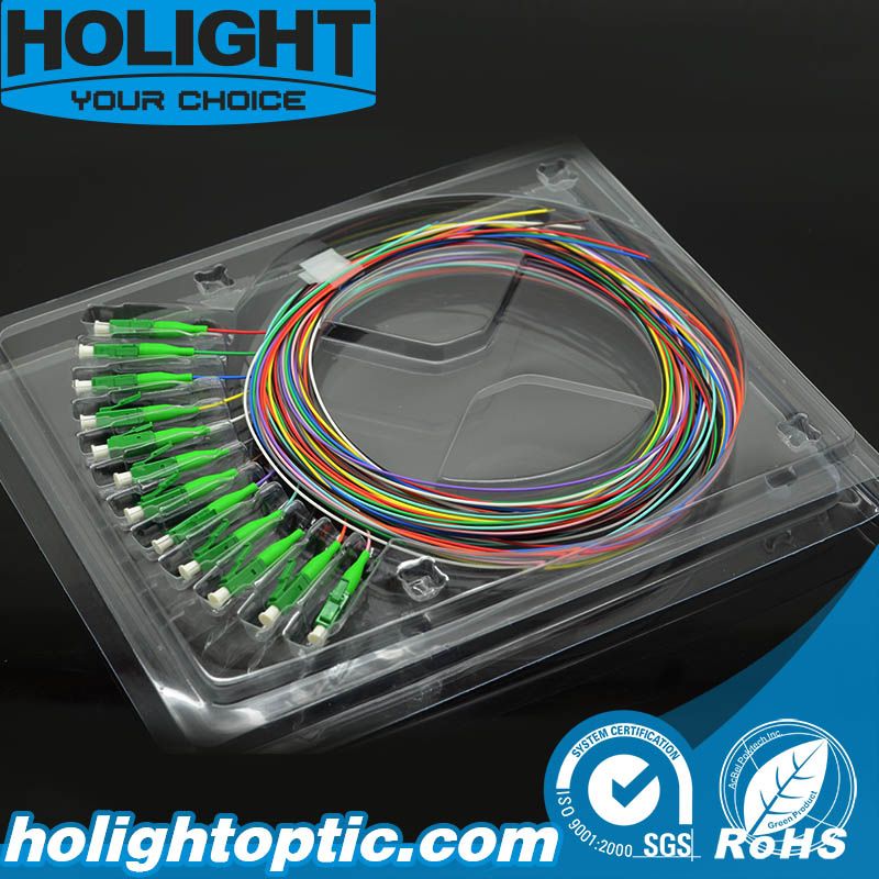 0.9mm/2.0mm LSZH Sm Sx 12 Core Om1 LC/APC Fiber Optic Pigtail