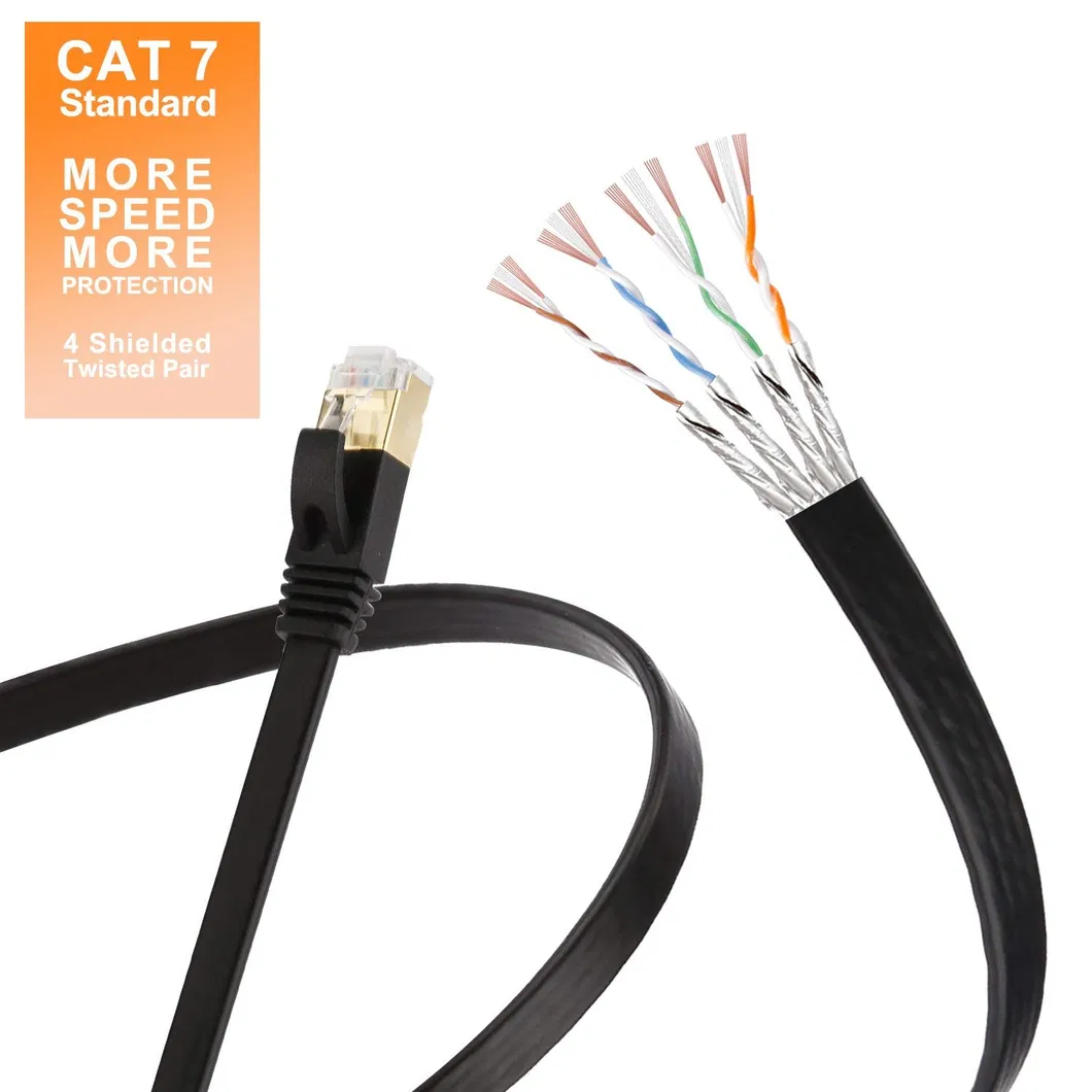 100FT Gigabit Gold Plated Flat Cat7 Ethernet LAN Cable