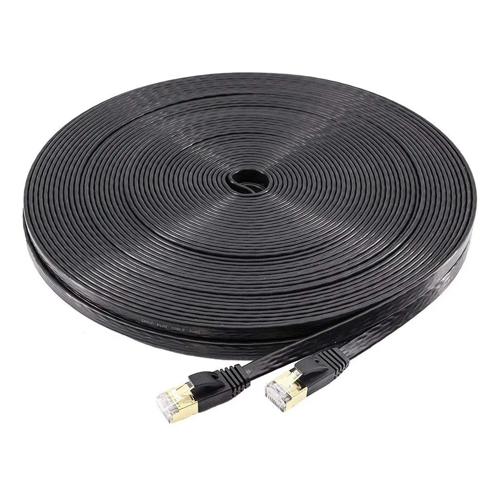 100FT Gigabit Gold Plated Flat Cat7 Ethernet LAN Cable