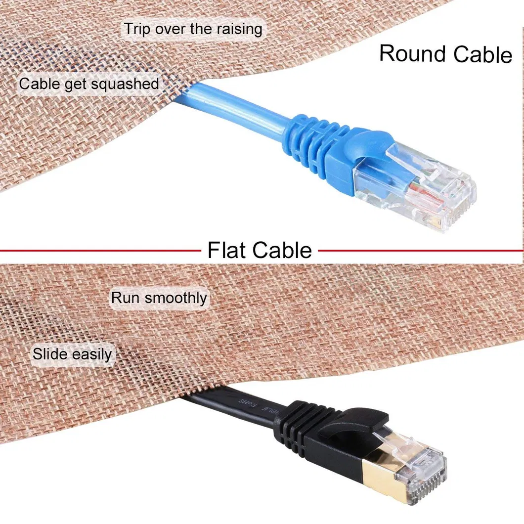 100FT Gigabit Gold Plated Flat Cat7 Ethernet LAN Cable