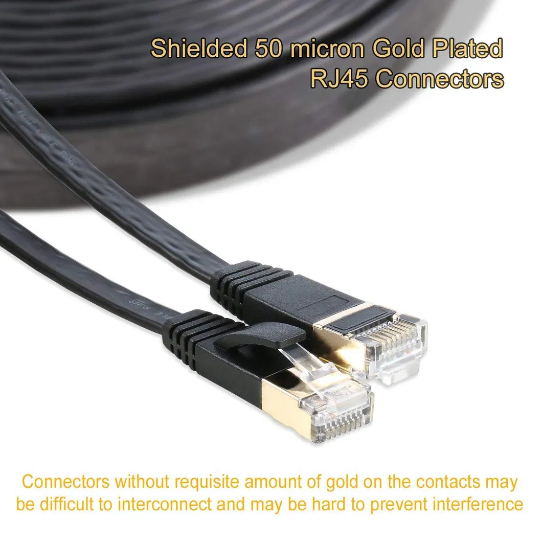 100FT Gigabit Gold Plated Flat Cat7 Ethernet LAN Cable