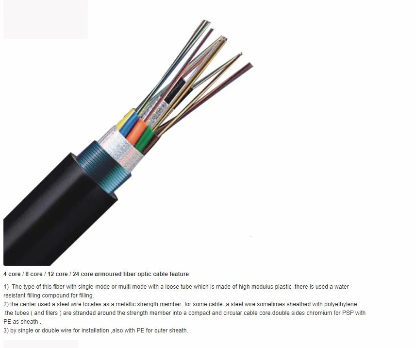 12/16/24/48 Core Outdoor Armoured Fiber Optic Cable GYXTW