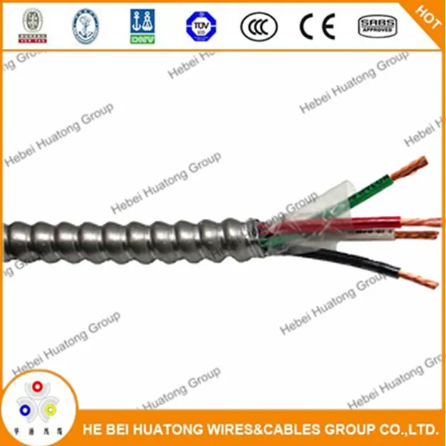 250-FT 12-2 Solid Aluminum Mc Cable, Armor Material &nbsp;Aluminum 600V