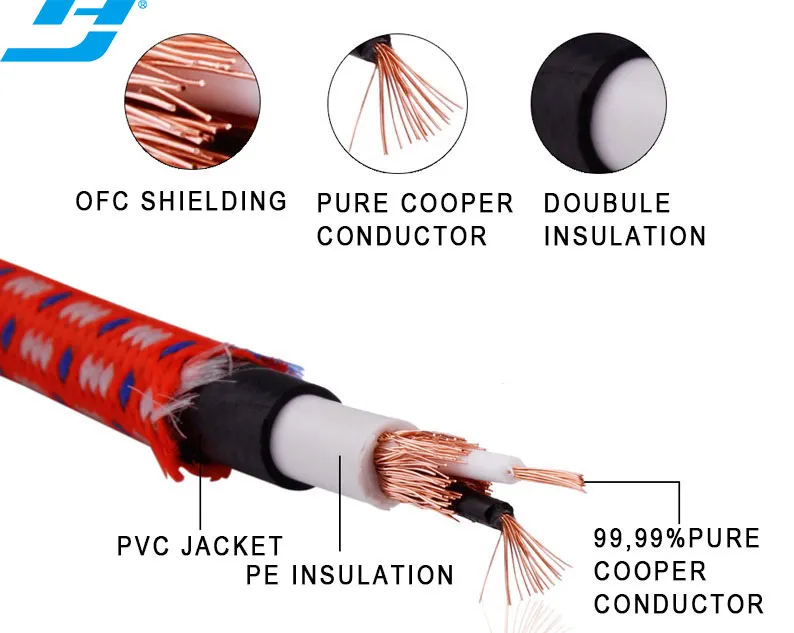 99.99% Pure Cooper Conductor Doubule Insulation PVC Jackat Microphone Cable XLR Cable