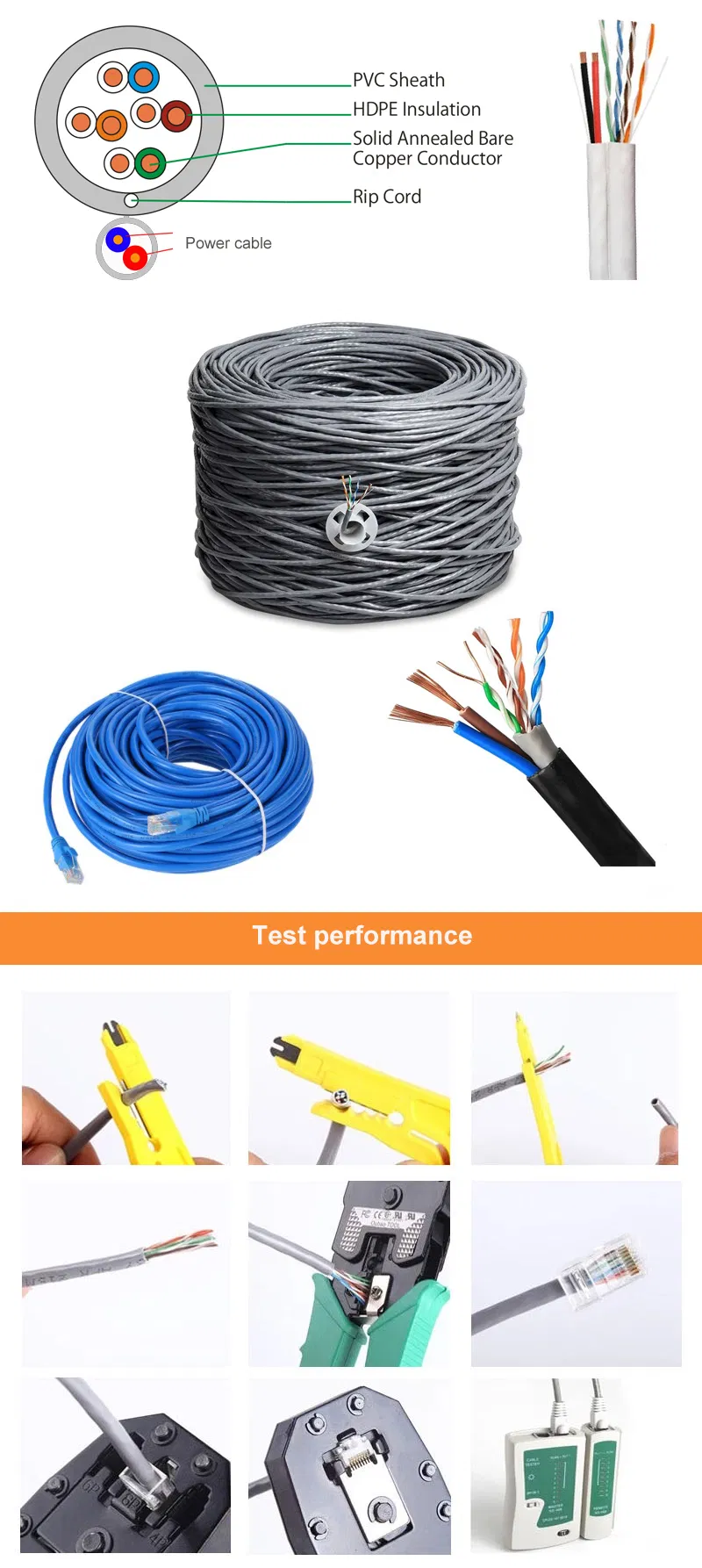 Add to Comparesharebc CCC CCA CCS Copper 2c Stranded Power Wire PVC PE Double Sheath UTP Cat5e Cable 24AWG 2pr 4pr High Quality Ome