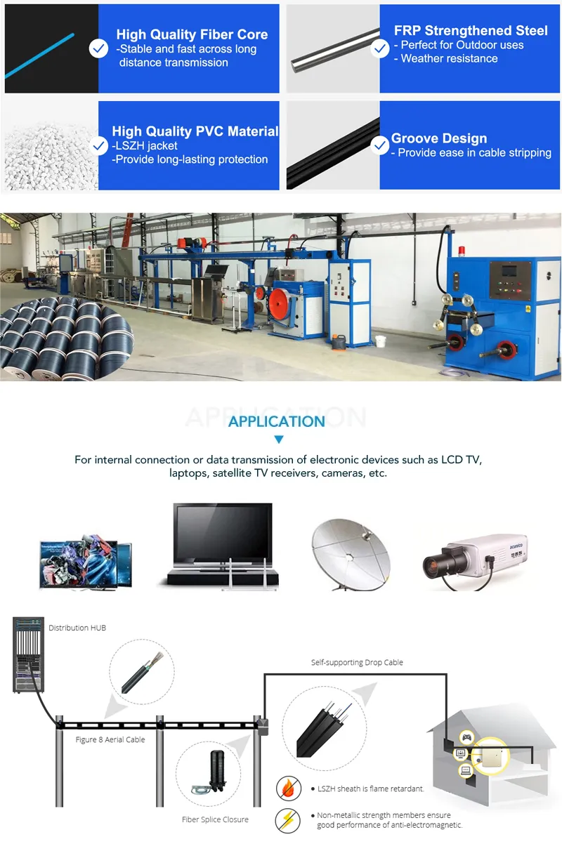 Anatel FTTH Drop Cable 2fo F657A G652D Outdoor Waterproof LSZH Jacket Drop Cable