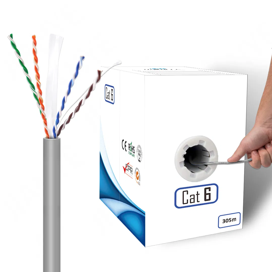 Cable Ethernet Cat 6 Manufacture Price Cabo Cat 6 Black PVC Cable Cat6e Customizable Cable UTP Cat CAT6 305m