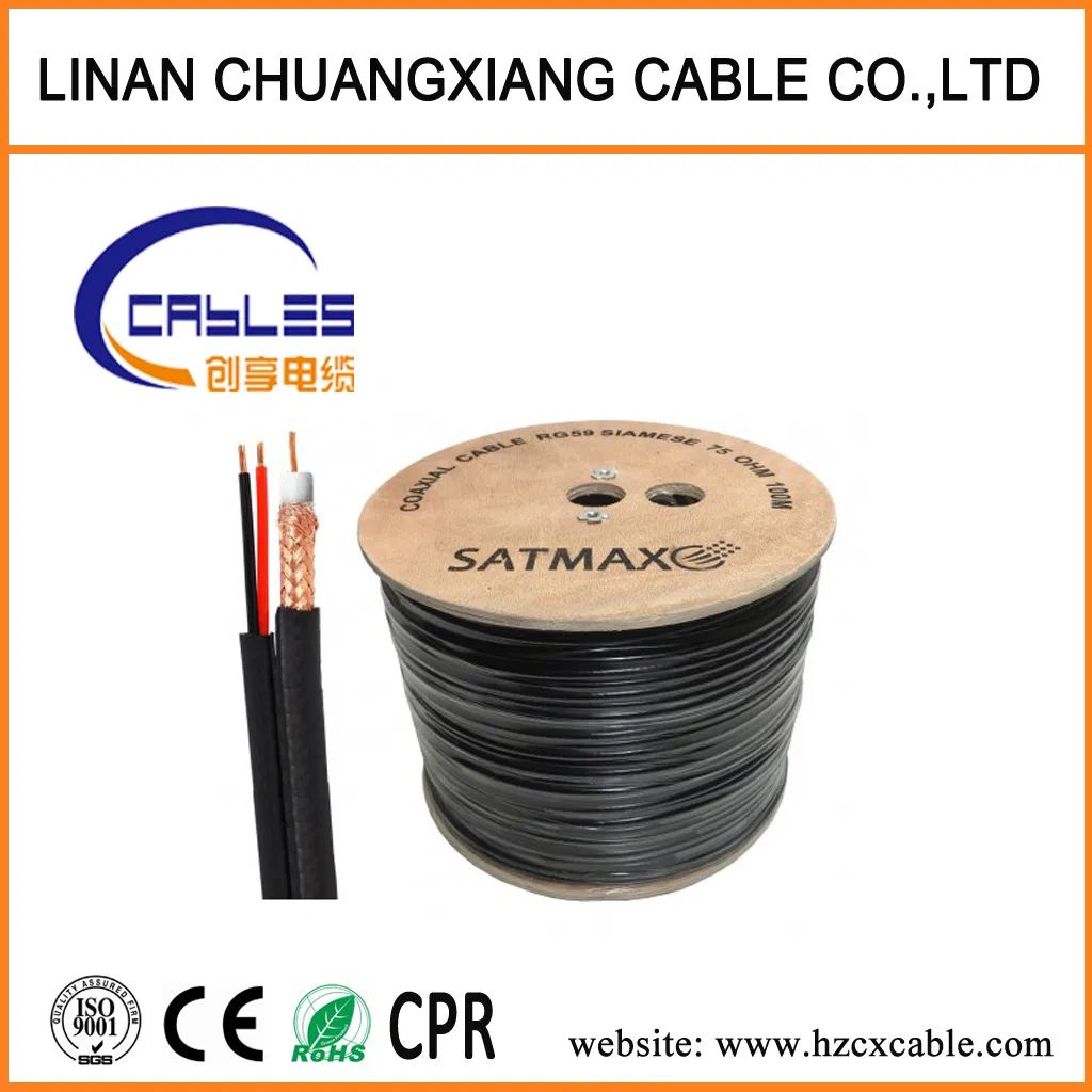 Coaxial Cable Rg59+2c Power Wire Siamese Cable Camera CCTV/CATV Alarm Monitor Security Power Cable Cooper Wire /Copper Clad Steel/ CCA