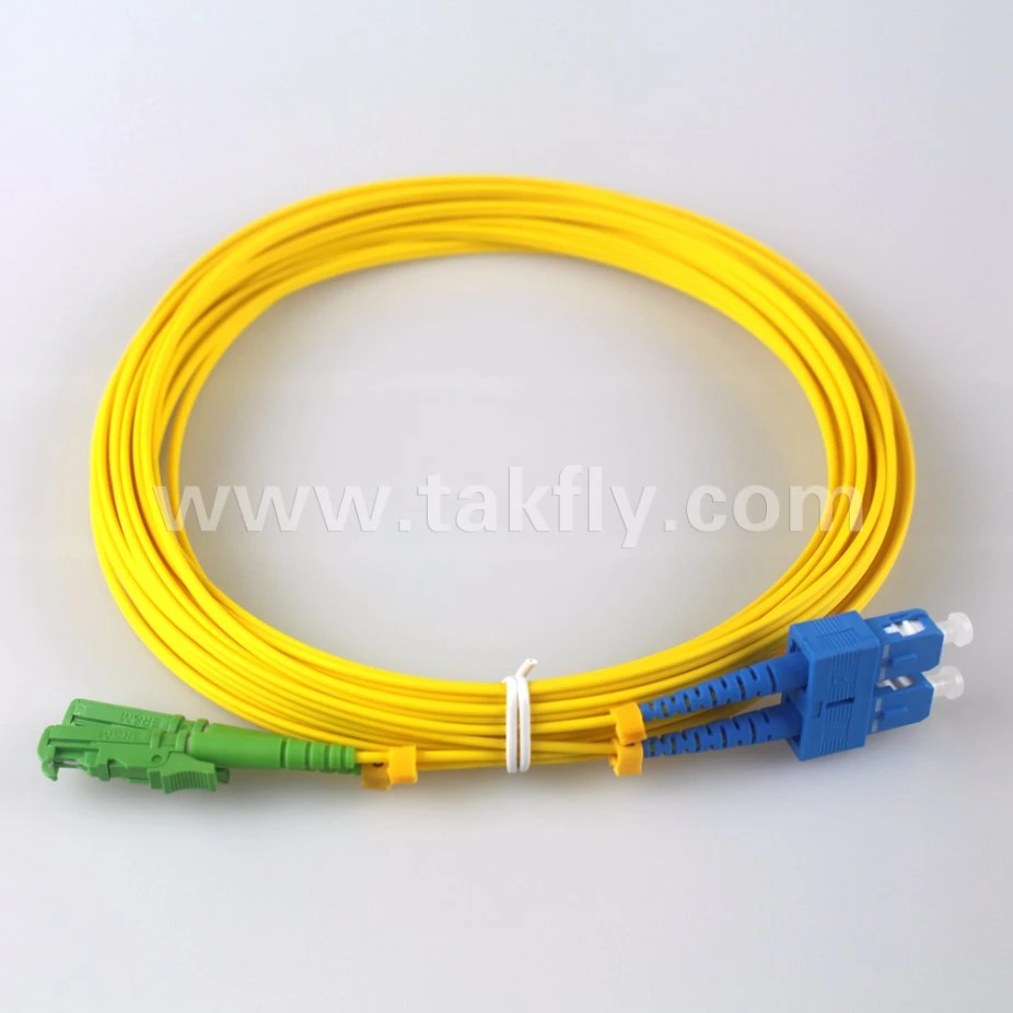 Customed E2000 APC Patch Cord Duplex 2.0mm 9/125 Single Mode Fiber Optic Patch Cable