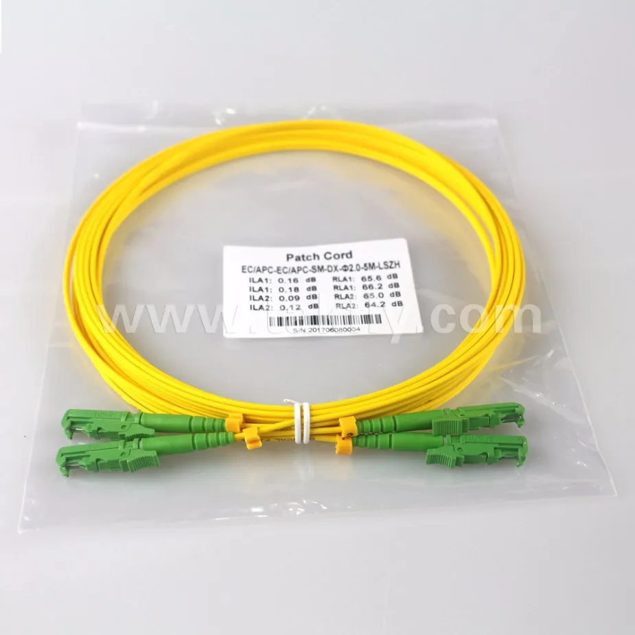 Customed E2000 APC Patch Cord Duplex 2.0mm 9/125 Single Mode Fiber Optic Patch Cable