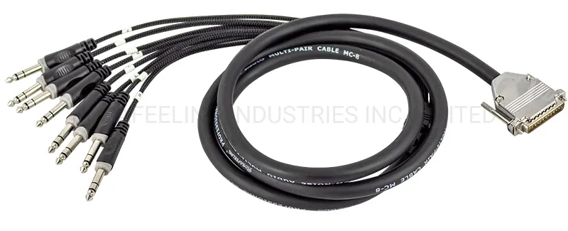 Electric PVC Insulated Wire Flexible AV Multi-Core Scart Snake Cable with dB25 to 6.35 Stereo Plug