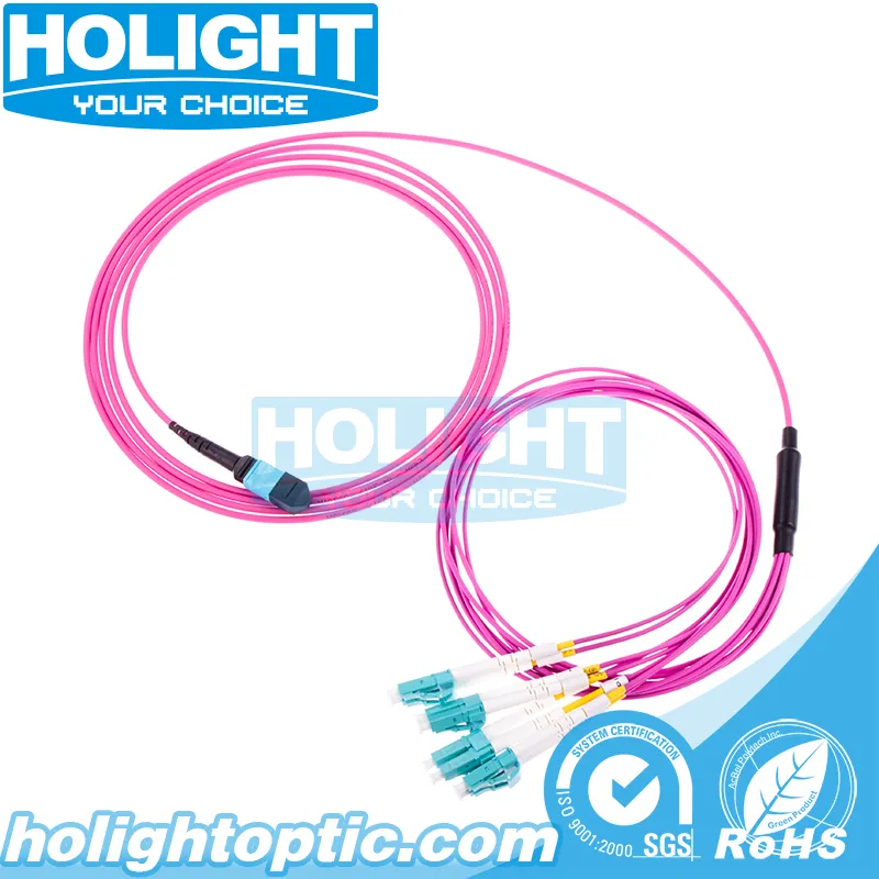 Fiber Optical MPO to LC Om4 Breakout Cable for FTTH