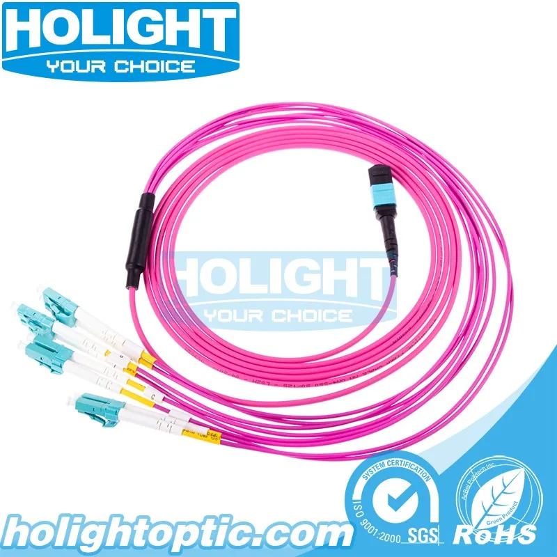 Fiber Optical MPO to LC Om4 Breakout Cable for FTTH