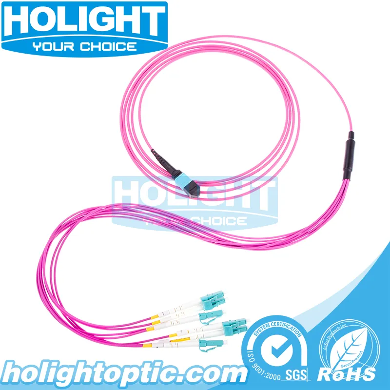 Fiber Optical MPO to LC Om4 Breakout Cable for FTTH