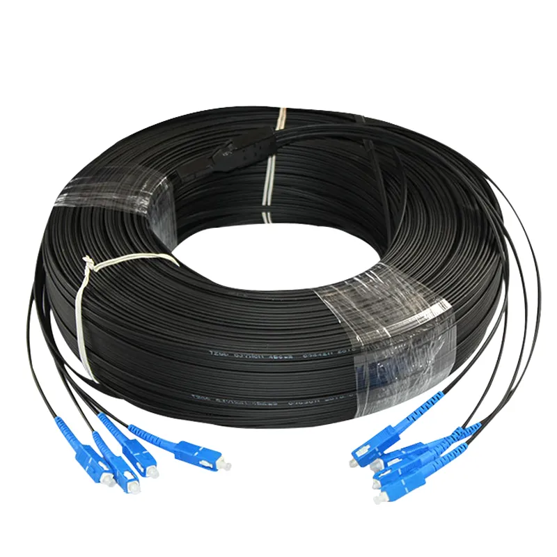 Manufacturer 1/2 Core Drop Cable with Steel Wire LSZH Fiber Optic Drop FTTH Cable