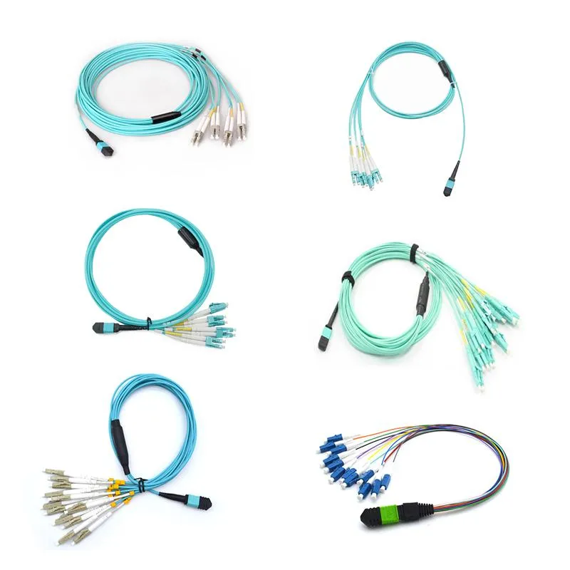 MPO Fiber Optic Breakout Cable 5m 8 Cores with 4 LC Duplex Adapters