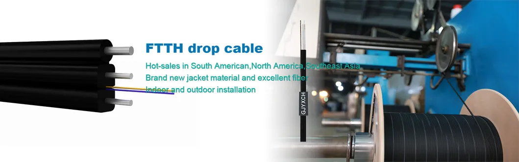 Non-Armored Optic Cable[ Gyxftpy] FTTH Flat Cable Gfrp Dry Type No Oil Water Blocking Yarn 657A1 Cable