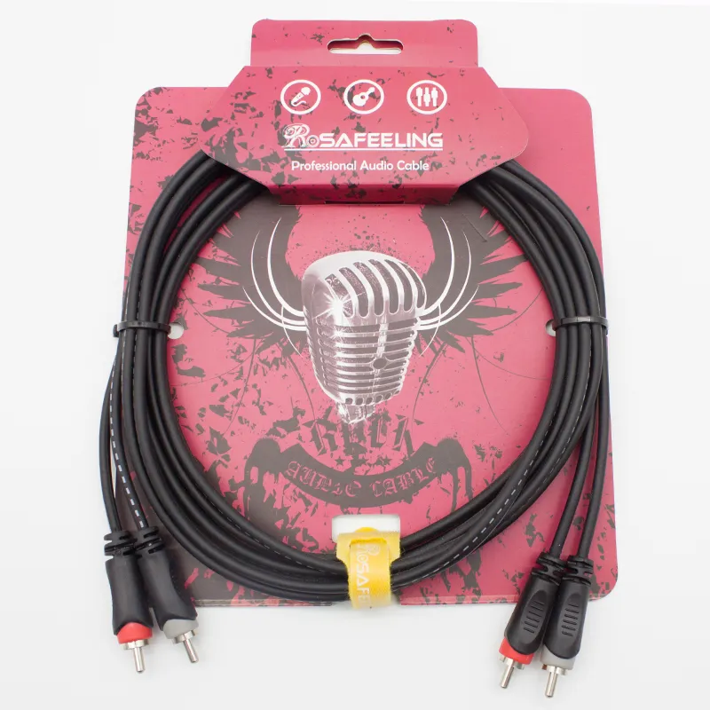 OEM Factory Audio Flexible PVC Cable with 2 RCA Plug Male to Male