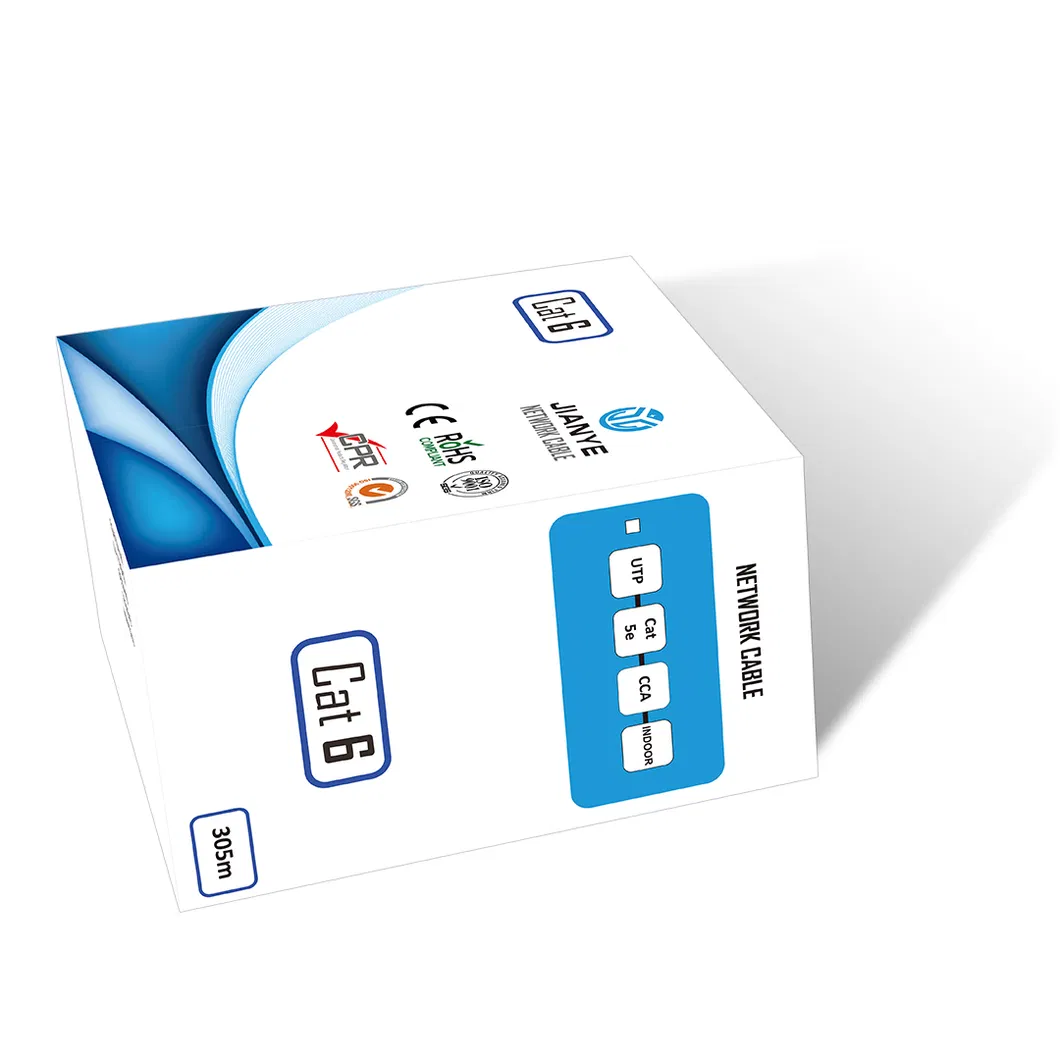 Outdoor Solid Bare Copper Round Wire Cat 6 LAN Cable with PE/PVC/LSZH Outer Jacket