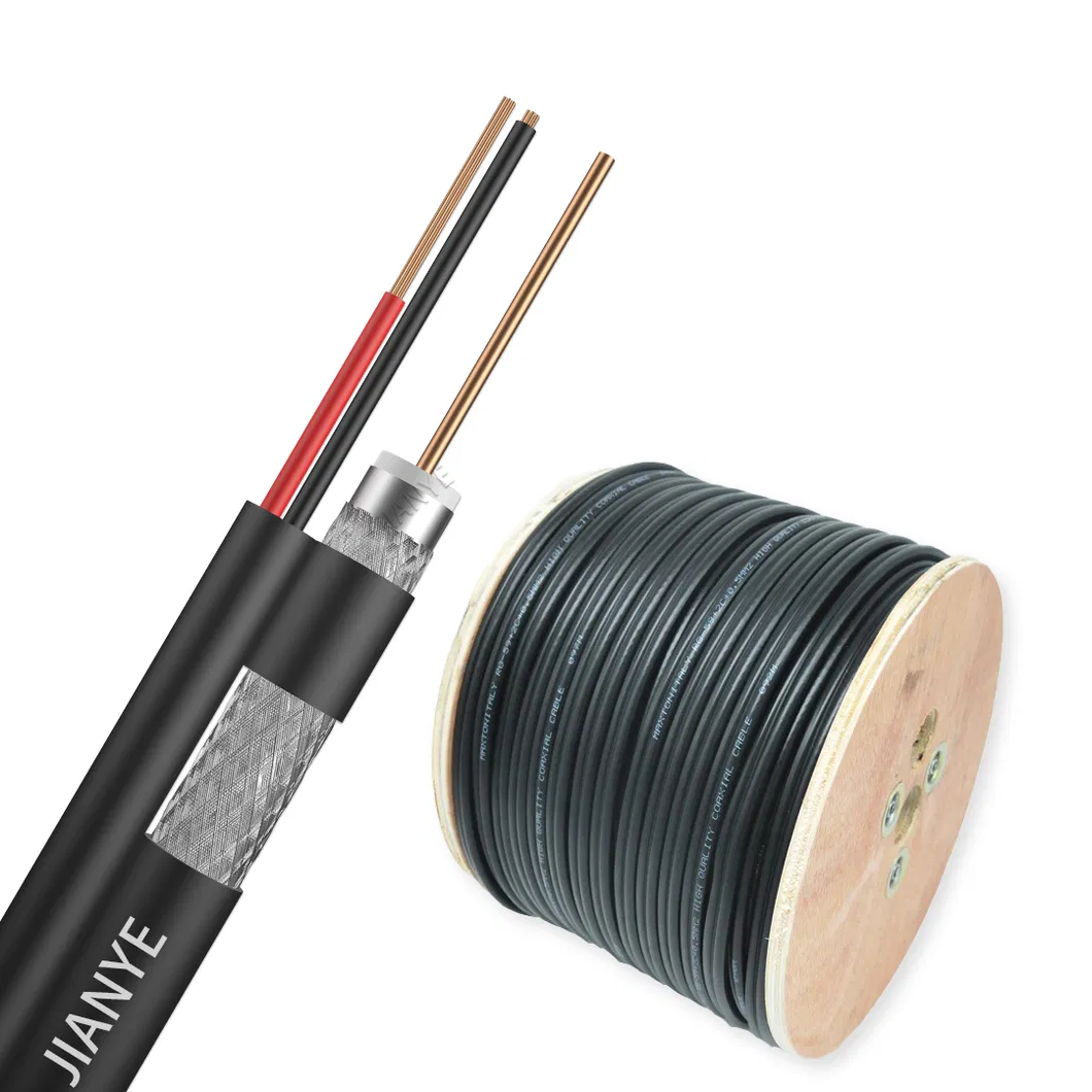 Rg59 75ohm Security Camera Al Foil Rg59+2c Siamese Coaxial Cable with 2c Cable