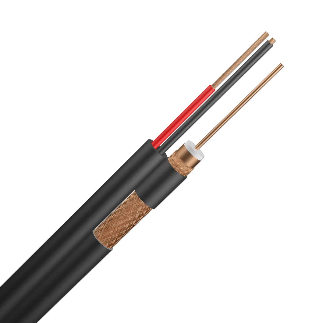 Rg59 75ohm Security Camera Al Foil Rg59+2c Siamese Coaxial Cable with 2c Cable