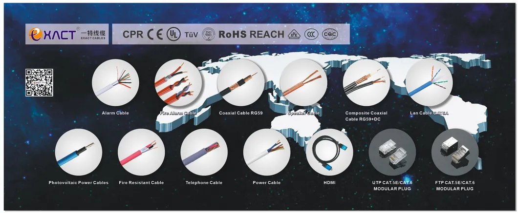 Solid 16x24AWG CPR Eca VW-1 fire testing LSF insulation and jacket Signal Control Security Cable Alarm Cable