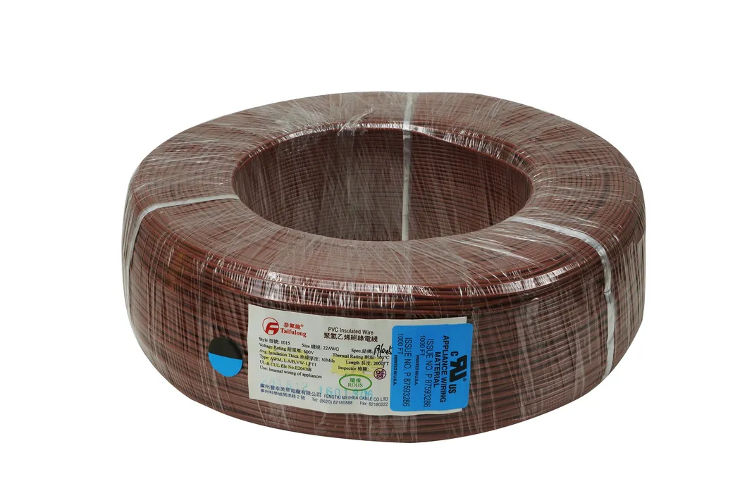 Taifulong PVC UL1015 20AWG 105° C 600V Tinned Copper Electric Wire High Temperature Resistan Cable