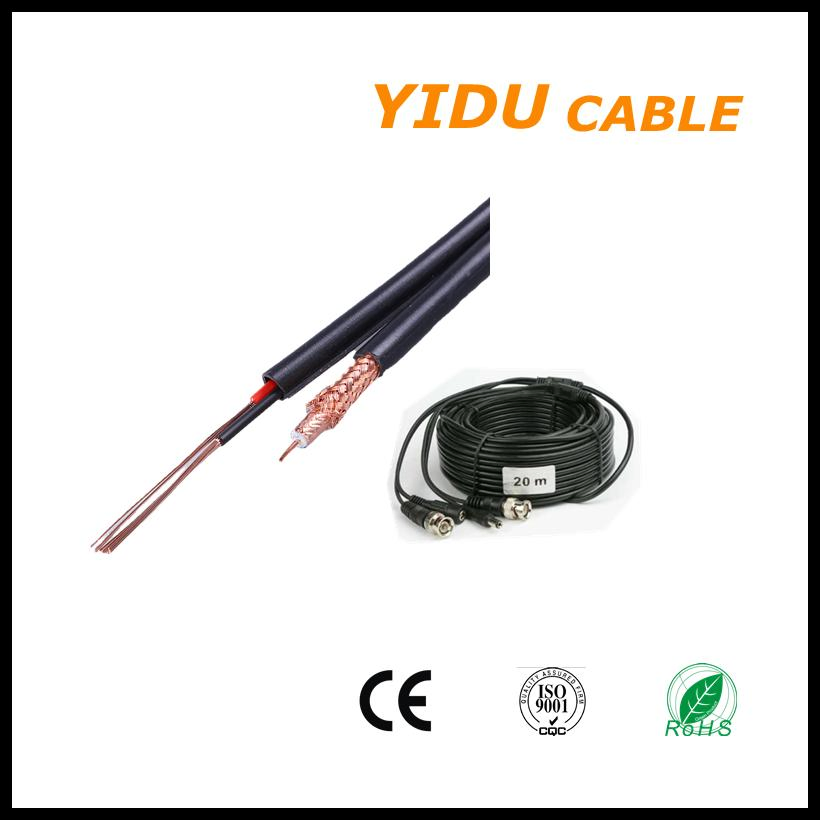TV AV Audio Cable Shotgun 2 Core Rg59 with DC Solid Foam PE LSZH Jacket Rg59 with Power/ Rg59 + 2c / Foam PE/CCA Braiding/2*0.5mm2/0.75mm2 Coaxial Siamese Cable