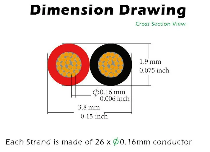 UL2468 2pin 20 AWG 2 Conductors Black and Red-3 Flat Ribbon Wire